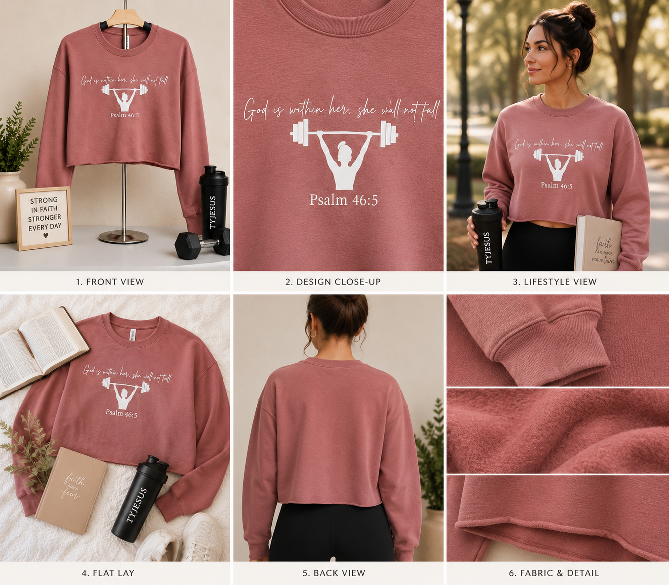 Psalm 46:5 Rose Gold Women's Cropped Fleece Crew