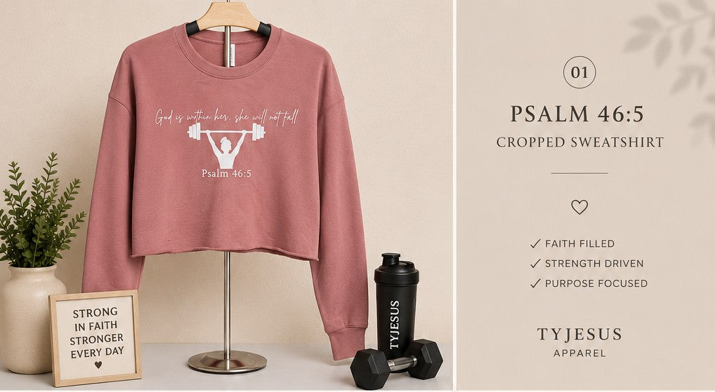Psalm 46:5 Rose Gold Women's Cropped Fleece Crew