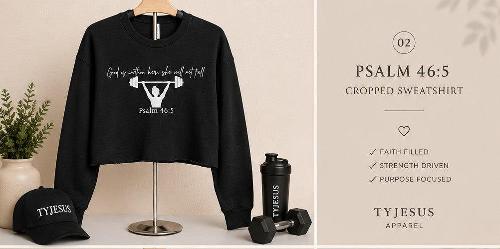 Psalm 46:5 Rose Gold Women's Cropped Fleece Crew